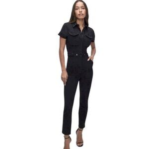 Good American Black Denim Jumpsuit NWT